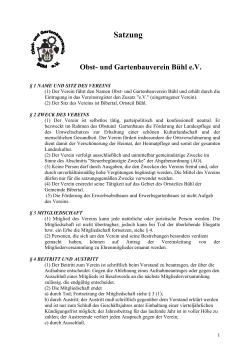Vereinssatzung - Obst- und Gartenbauverein Bühl eV