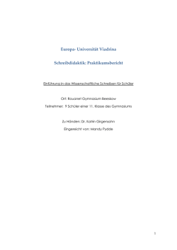 Einf&uuml;hrung in das wissenschaftliche Schreiben f&uuml;r Sch&uuml;ler