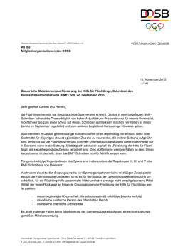 DOSB Steuerliche Ma&szlig;nahmen zur F&ouml;rderung der Hilfe f&uuml;r