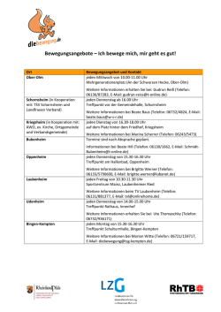 Bewegungsangebote – Ich bewege mich, mir geht es gut!