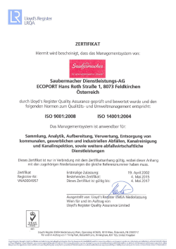 ISO 9001 Qualit&auml;tsmanagement & ISO 14001
