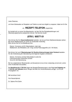 ein REZEPT-TELEFON eingerichtet. (0781) 60577-51
