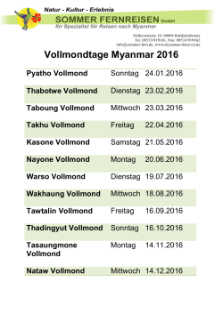 Vollmondtage Myanmar 2016