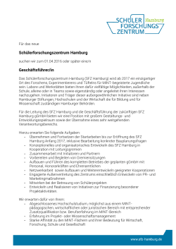 Schülerforschungszentrum Hamburg Geschäftsführer/in