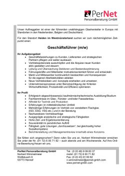 Geschäftsführer (m/w) - PerNet Personalberatung GmbH