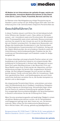 Geschäftsführer/in - Verband Schweizer Medien