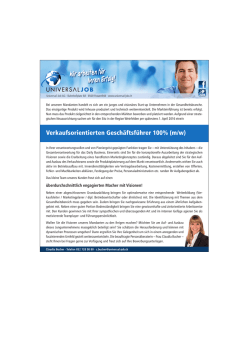 Verkaufsorientierten Geschäftsführer 100% (m/w)