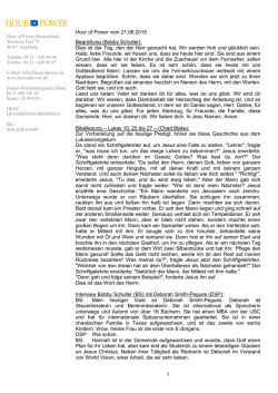 Hour of Power vom 21.06.2015 Begr&uuml;&szlig;ung (Bobby Schuller): Dies