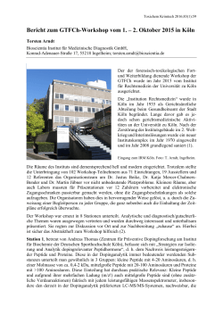 Bericht zum GTFCh-Workshop vom 1. – 2. Oktober 2015 in Köln