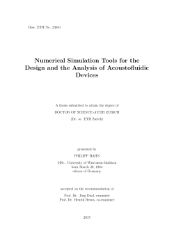 Numerical Simulation Tools for the Design and - ETH E