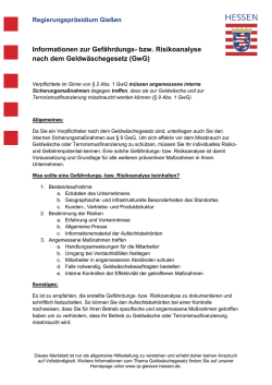 Informationen zur Gef&auml;hrdungs- bzw. Risikoanalyse nach dem