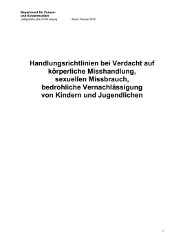 Handlungsleitlinien bei Verdacht auf k&ouml;rperliche Misshandlung