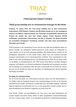 Presseinformation `Triaz group: Beteiligung an OTEX`