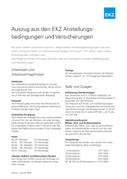 Auszug aus den EKZ Anstellungs- bedingungen und Versicherungen