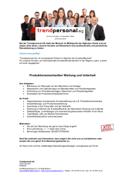 Produktionsmechaniker Wartung und Unterhalt