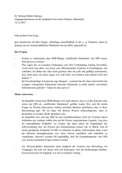 Dr. Helmut M&uuml;ller-Enbergs Adjungeretprofessor an der