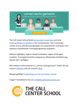 The Call Center School bietet ​praxisnahe E‐Learnings​ und eine