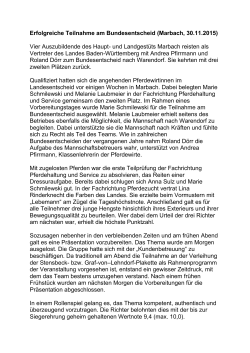 Erfolgreiche Teilnahme am Bundesentscheid (Marbach, 30.11.2015