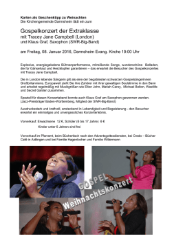 Gospelkonzert mit Tracey Campbell am 8.1.2016 um 19 Uhr