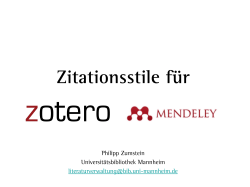 Zitationsstile für Zotero und Mendeley