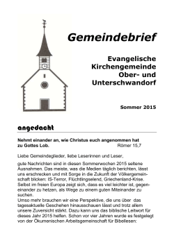 Gemeindebrief 2015 Sommer - Evangelische Kirchengemeinde