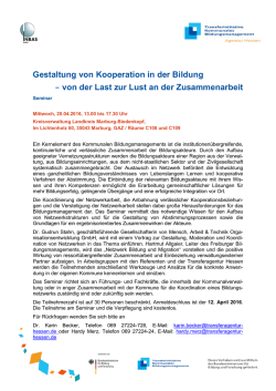 Gestaltung von Kooperation in der Bildung