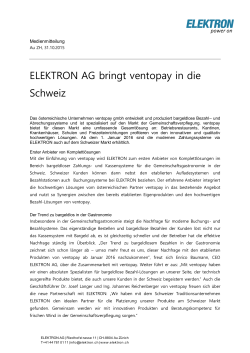 Presseaussendung ELEKTRON AG bringt ventopay in die Schweiz