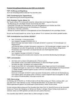 Protokoll Schulpflegschaftssitzung des HGW vom 22.02.2016 TOP1