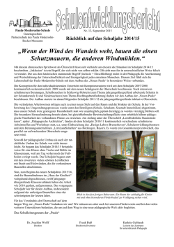 „Wenn der Wind des Wandels weht, bauen die einen Schutzmauern