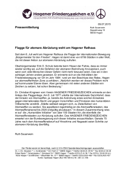 Pressemitteilung Flagge für atomare Abrüstung weht am Hagener