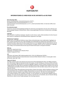 INFORMATIONEN ZU IHRER REISE IN DIE