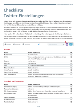 Checkliste Twitter-Einstellungen - eBanking