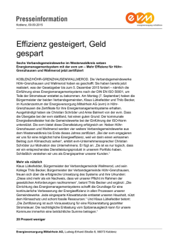Effizienz gesteigert, Geld gespart