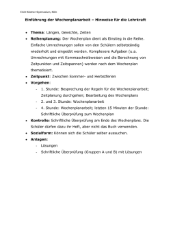 Hinweise zur Einf&uuml;hrung der Wochenplanarbeit mit Schul