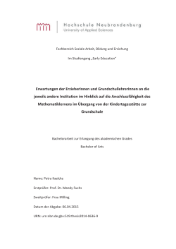 Erwartungen der ErzieherInnen und GrundschullehrerInnen an die