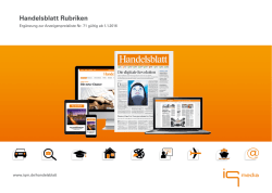 Handelsblatt - Rubriken Preisliste 2016