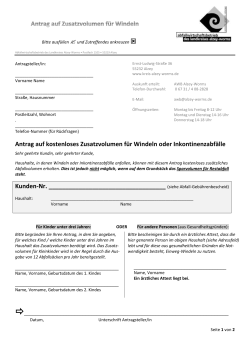 Antrag auf kostenloses Zusatzvolumen f&uuml;r Windeln oder
