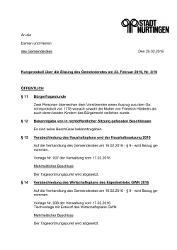 GR 23.02.2016 - Stadt Nürtingen