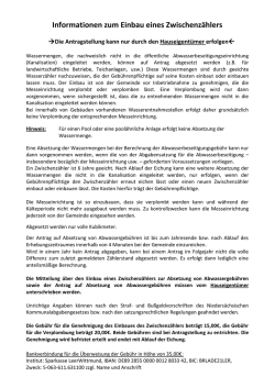 Informationen zum Einbau eines Zwischenz&auml;hlers