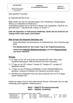 Merkblatt stationäre Aufnahme