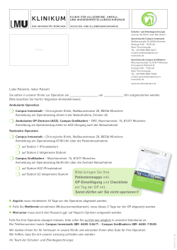 Patienteninformation zur Aufnahme