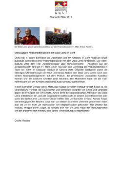 China gegen Podiumsdiskussion mit Dalai Lama in Genf