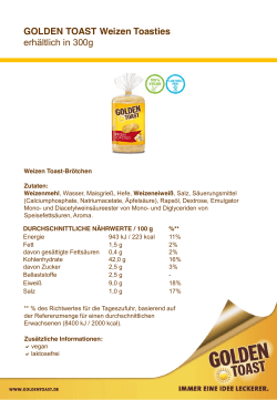 GOLDEN TOAST Weizen Toasties erh&auml;ltlich in 300g