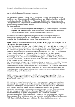 Sehr geehrte Frau Direktorin des Sozialgerichts Neubrandenburg