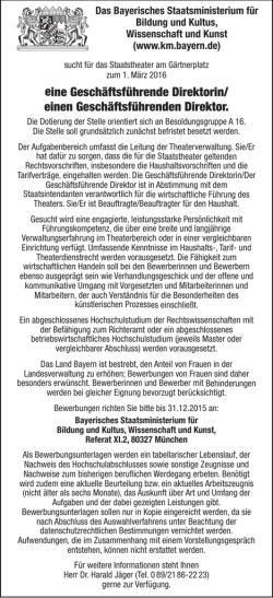 eine Gesch&auml;ftsf&uuml;hrende Direktorin/ einen Gesch&auml;ftsf&uuml;hrenden