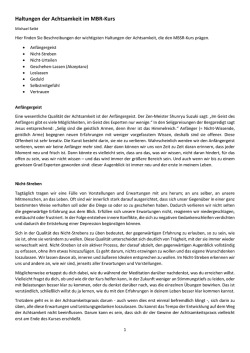 Haltungen der Achtsamkeit im MBR-Kurs