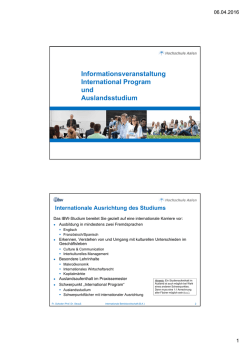 Informationsveranstaltung International Program und Auslandsstudium