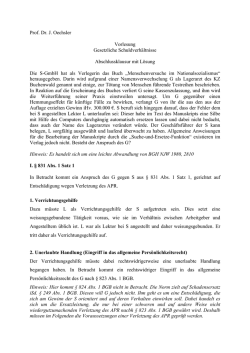 Prof. Dr. J. Oechsler Vorlesung Gesetzliche