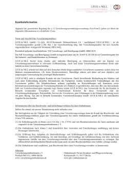 Erstinformation aufgrund von § 11 VersVermV