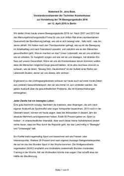 Statement - Dr. Jens Baas, TK-Vorstandsvorsitzender